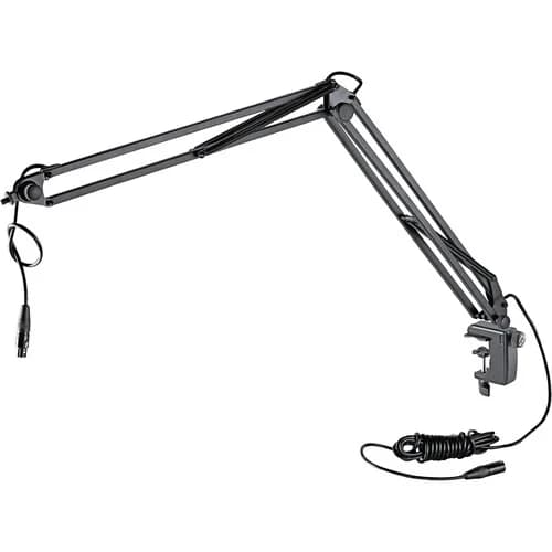 K&M Broadcast Microphone Desk Arm with Clamp and 5m XLR cable extension range 0.4m to 0.9m image 1