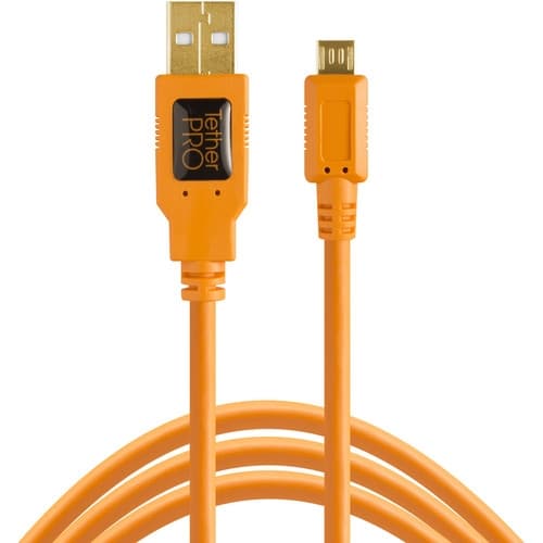Tether Tools TetherPro USB 2.0 A Male to Micro-B 5-Pin Cable (15', Orange) image 1