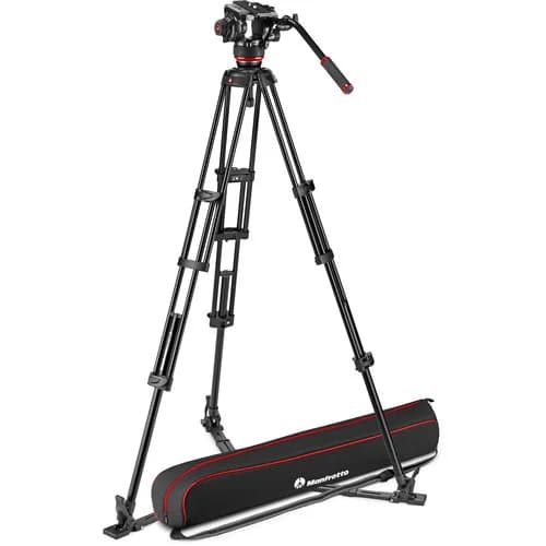Manfrotto 504X Fluid Video Head with Alu Twin leg tripod GS image 1