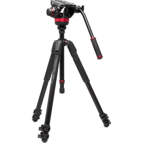 Manfrotto 502 Fluid Video Head Flat Base with 055 Video Alu Tripod image 1