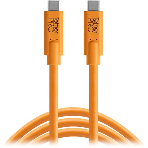 Tether Tools TetherPro USB Type-C Male to USB Type-C Male Cable (15', Orange) image 1