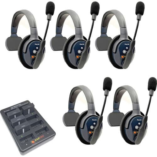 Eartec UltraLITE PRO16 ETP5S Full-Duplex Professional True Wireless Intercom System with 5 Single Headsets (2.4 GHz) image 1