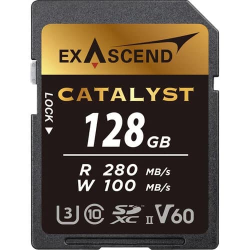 Exascend Catalyst SD Card 128GB, UHS-II / V60 / U3 / Class 10, Read:280 MB/s, Write:100 MB/s image 1