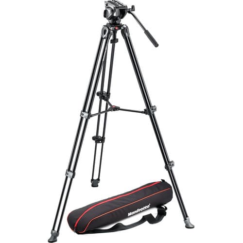 Manfrotto MVH500A Fluid Drag Video Head with MVT502AM Tripod image 1