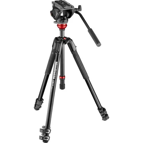 Manfrotto 500 Fluid Video Head with 190X Video Aluminum Tripod & Leveling Column Kit image 1