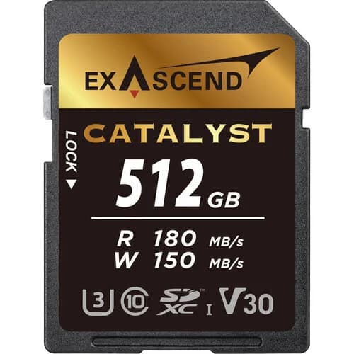 Exascend Catalyst SD Card 512GB, UHS-I / V30 / U3 / Class 10, Read:180 MB/s, Write:150 MB/s