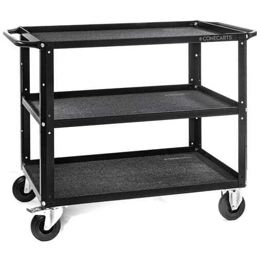 ConeCarts 1-Series Large 3-Shelf Cart with Black Moquette image 1
