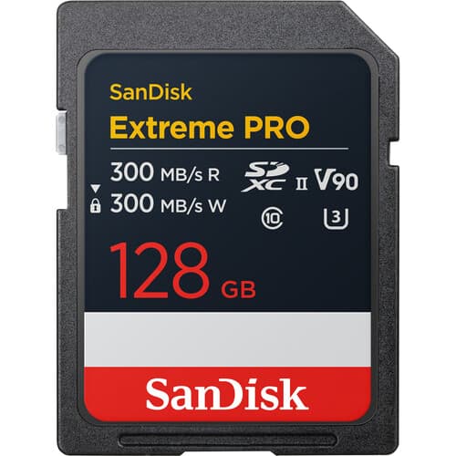 SanDisk Extreme PRO 128GB SDXC Memory Card, 300MB/s Read & Write speeds, 8K, V90, UHS-II image 1
