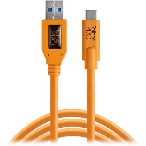 Tether Tools TetherPro USB Type-C Male to USB 3.0 Type-A Male Cable (15', Orange) image 1