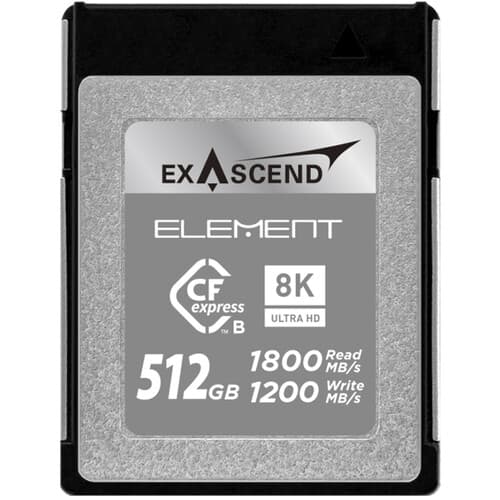 Exascend Element CFexpress Type B Card 512GB/ Read: 1800 MB/s, Write: 1200 MB/s image 1