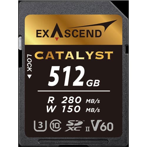Exascend Catalyst SD Card 512GB, UHS-II / V60 / U3 / Class 10, Read:280 MB/s, Write:150 MB/s image 1