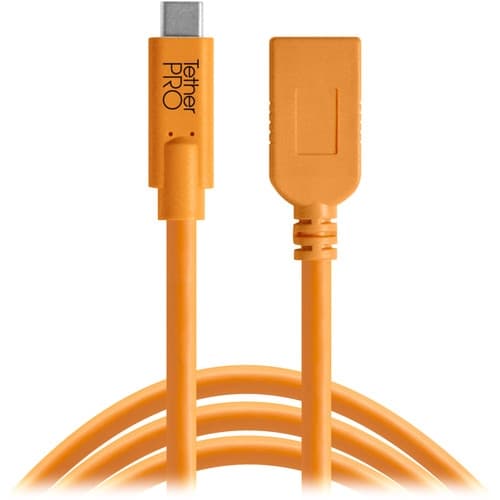 Tether Tools TetherPro USB Type-C to USB Type-A Extension Cable (15', Orange) image 1