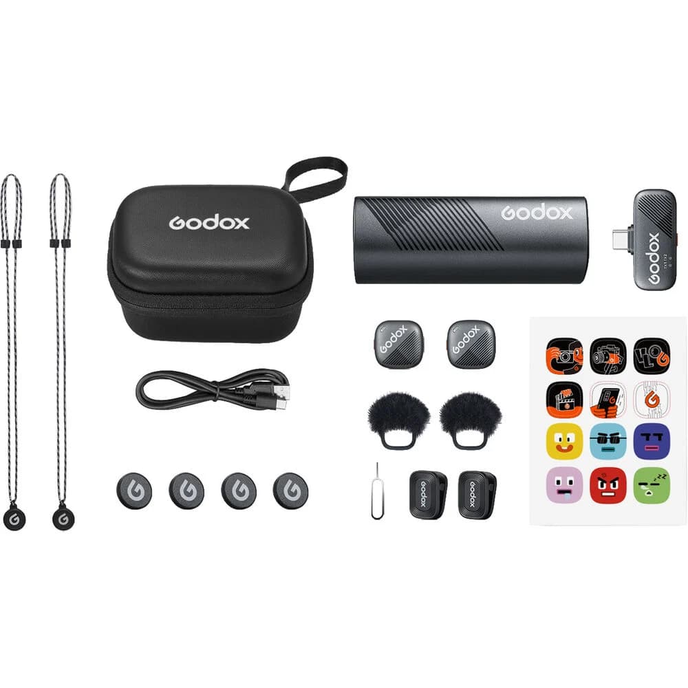 Godox Cube-S 2-Person Wireless Microphone USB-C for Mobile Devices Black
