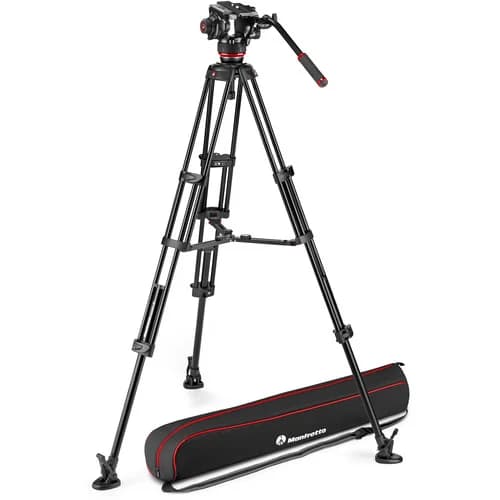 Manfrotto 504X Fluid Video Head With Aluminum Tripod with Mid-Level Spreader image 1